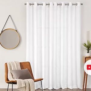 Fieldcrest Arden Solid Cotton Sheer Grommet Top Single Curtain Panel-white